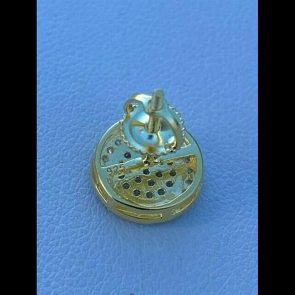 COPY - Real Solid 925 Silver Iced CZ Hip Hop Men's Earrings Big Studs 14k Gold … - Picture 6 of 9